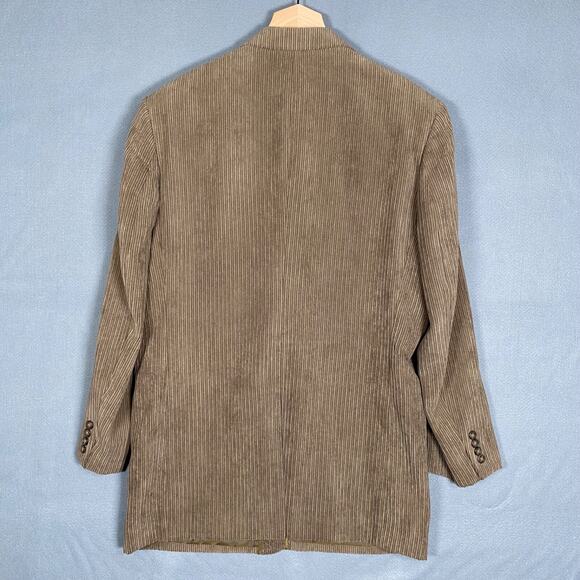 Vintage Perry Ellis Mens Corduroy Blazer XL 44R Brown Preppy Academia Professor - Picture 8 of 16